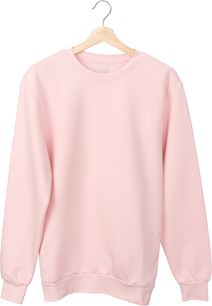 Pastel pink long sleeve t-shirt on a hanger